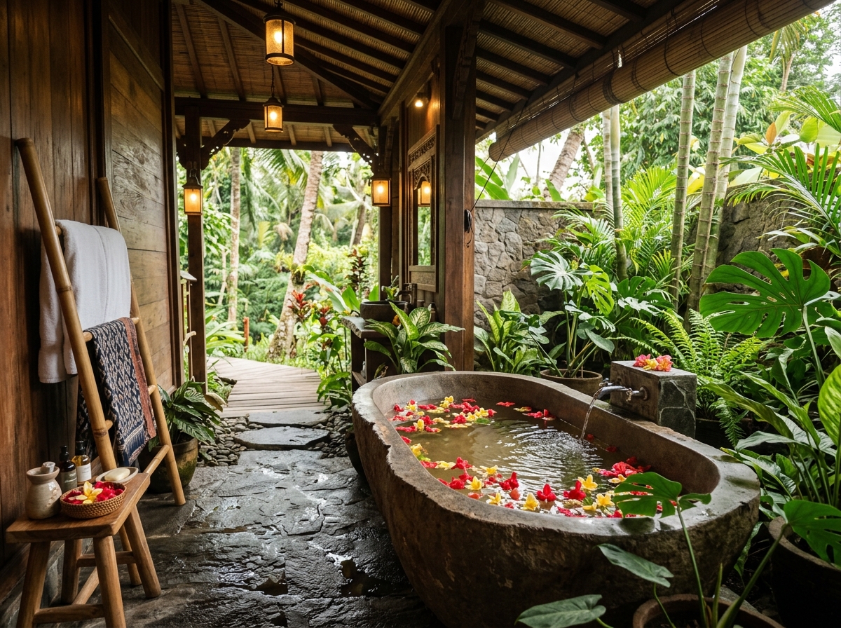 Private Stone Bathtub